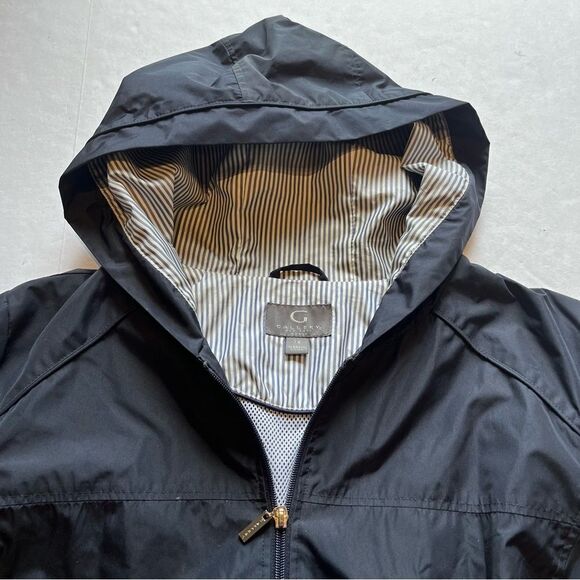 Gallery Women's Hooded Rain/Wind Jacket Navy Blue Zip Up Size 1X - Picture 4 of 10
